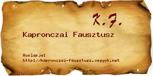 Kapronczai Fausztusz névjegykártya